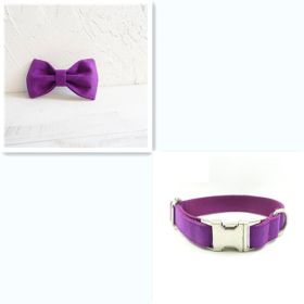 Pet bow tie Solid dog collar bow accessories (Option: Purple Bset-M)