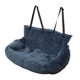 Dog Car Seat For Small Medium Large Dogs,Two Dogs Car Back Seat,Travel Pet Booster Seat With Seat Belt,Washable Long Plush Safety Pet Car Seat For Cat (Option: Dark Grey-For backseat)