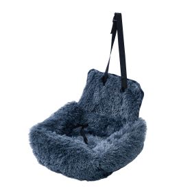 Dog Car Seat For Small Medium Large Dogs,Two Dogs Car Back Seat,Travel Pet Booster Seat With Seat Belt,Washable Long Plush Safety Pet Car Seat For Cat (Option: Dark Grey-For passenger seat)