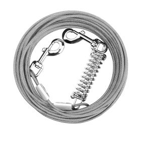29.5FT Dog Tie Out Cable Long Dog Leash Chew Proof Lead Dog Chain with Durable Spring 360Â° Rotatable Clips PVC Case for Outside Yard Caming (Option: Grey_9M)