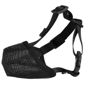 Pet Muzzle Mask Soft Mesh Muzzle Adjustable Dog Mouth Cover with Breathable Mesh Adjustable Neck Forehead Strap for Anti Biting Barking Chewing (Option: Black_S)