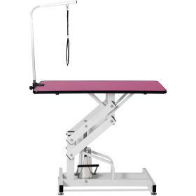 42.5INCH HYDRAULIC PET GROOMING TABLE PINK COLOR (Color: as Pic)