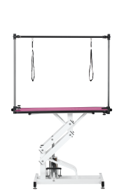 42.5INCH HYDRAULIC PET GROOMING TABLE WITH "H" ARM PINK (Color: as Pic)