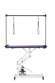 42.5INCH HYDRAULIC PET GROOMING TABLE WITH "H" ARM PURPLE (Color: as Pic)