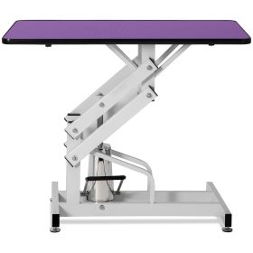 42.5INCH HYDRAULIC PET GROOMING TABLE (Color: Purple)