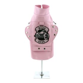 Biker Dawg Motorcycle Dog Jacket (Color: pink, size: large)